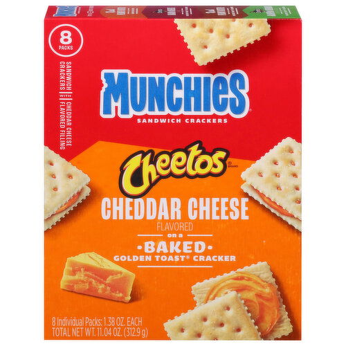 Munchies Cheetos Sandwich Crackers, Baked, Cheddar Cheese Flavored