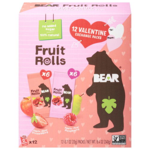 Bear Fruit Rolls, Apple-Pear Strawberry/Apple Pear Raspberry