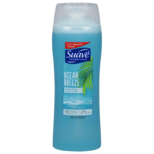 Suave Essentials Body Wash, Ocean Breeze, Refreshing