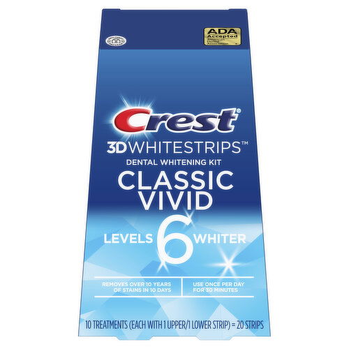 Crest 3DWHITESTRIPS 3DWhitestrips Classic Vivid At-home Teeth Whitening Kit, 10 Treatments