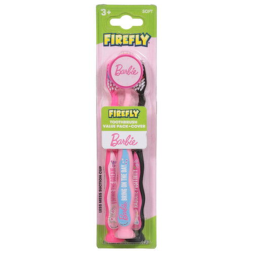 Firefly Toothbrush Value Pack + Cover, Soft, Barbie, 3+