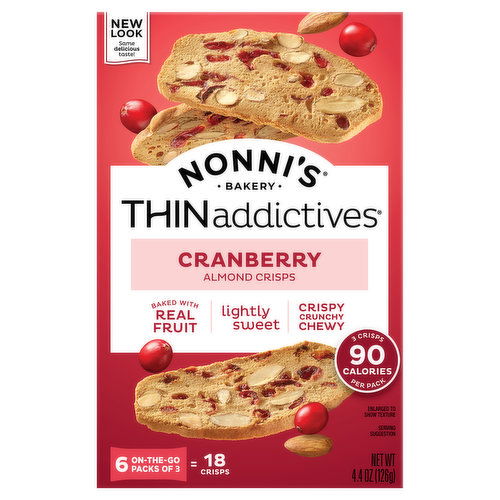 Nonni's ThinAddictives Almond Crisps, Cranberry