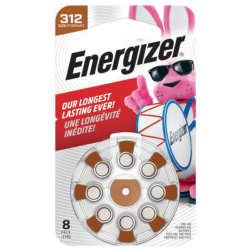 Energizer Batteries, Hearing Aid, Zinc Air, Size 312