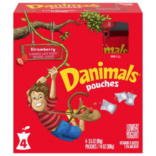 Danimals Yogurt, Lowfat, Strawberry