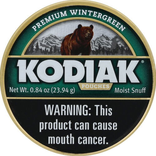 Kodiak Moist Snuff, Premium Wintergreen, Pouches