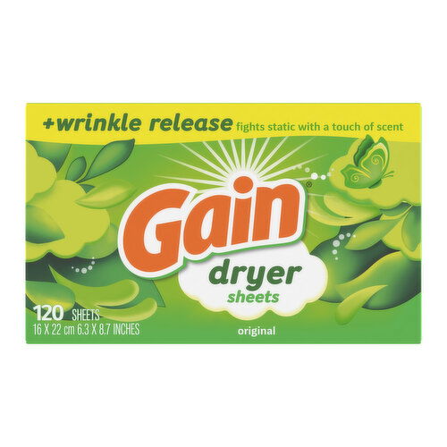 Gain Gain dryer sheets, Original Scent, 120 Count