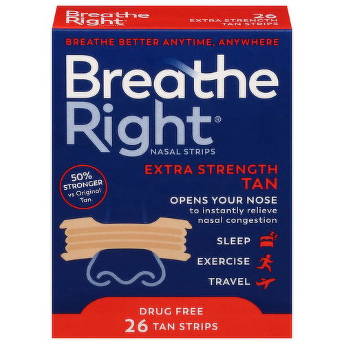 Breathe Right Tan Strips, Extra Strength, Tan