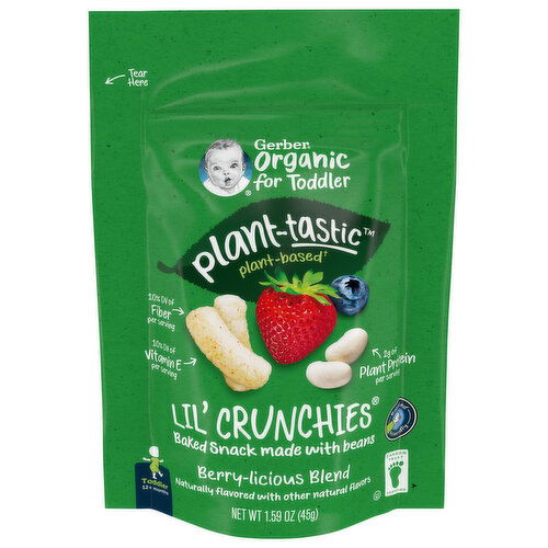 Gerber Organic for Toddler Baked Snack, Berry-licious Blend, Lil' Crunchies, Toddler