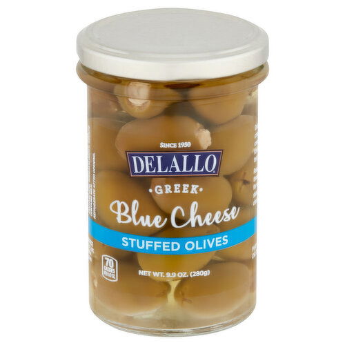 Delallo Olives, Stuffed, Blue Cheese, Greek