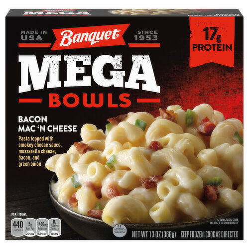 Banquet Mega Bowls Mega Bowls Bacon Mac n' Cheese, Frozen