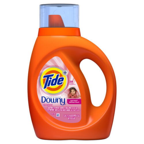 Tide Plus A Touch of Downy Liquid Laundry Detergent, April Fresh Scent, 42 fl oz, 29 Loads