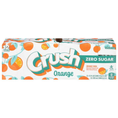 Crush Soda, Zero Sugar, Orange, 12 Pack