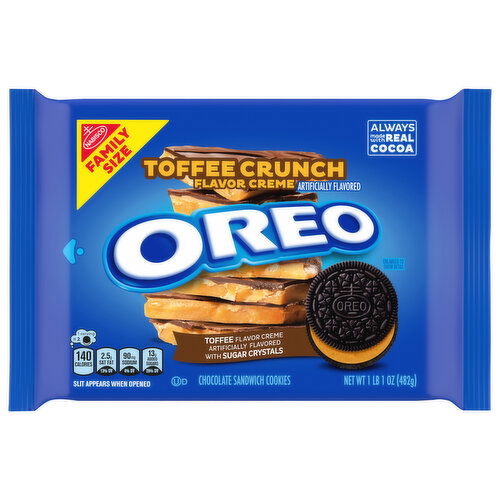 Oreo Chocolate Sandwiches Cookies, Toffee Crunch Flavor, Family Size