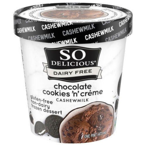 So Delicious Dairy Free Frozen Dessert, Non-Dairy, Gluten-free, Chocolate Cookies 'n' Creme, Cashewmilk