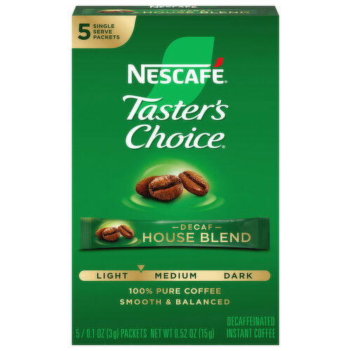 Nescafe Taster's Choice Coffee, Instant, Light, Single Serve Packets, Decaf House Blend