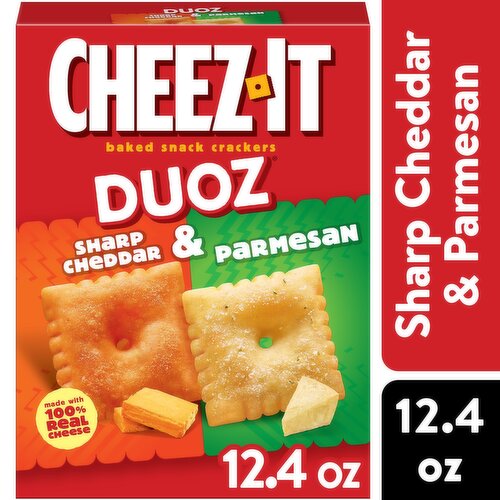 Cheez-It Duoz Baked Snack Crackers, Sharp Cheddar and Parmesan