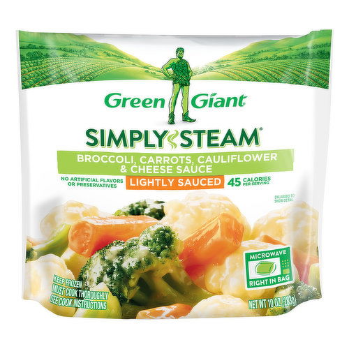 Green Giant Simply Steam Broccoli, Carrots, Cauliflower & Cheese Sauce, Lightly Sauced