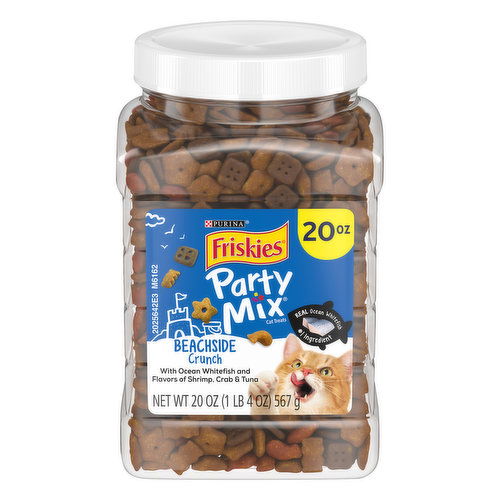 Friskies Party Mix Made in USA Facilities Cat Treats, Party Mix Beachside Crunch