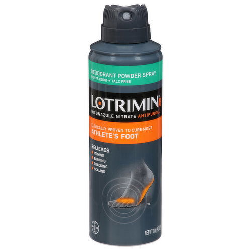 Lotrimin AF Deodorant Powder Spray, Miconazole Nitrate Antifungal, Athlete's Foot,