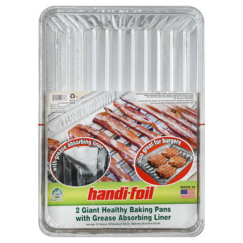 Handi Foil Baking Pans, Healthy, with Grease Absorbing Liner, Giant