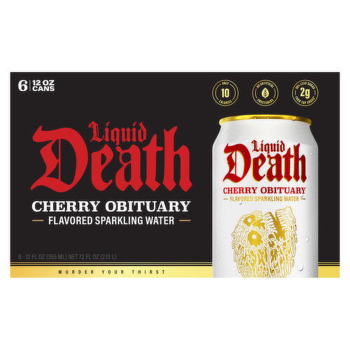 Liquid Death Flavored Sparkling Water, Cherry Obituary
