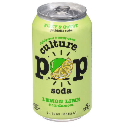 Culture Pop Probiotic Soda, Lemon Lime & Cardamom