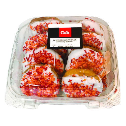 Cub Bakery White Iced with Sprinkles Cake Donut