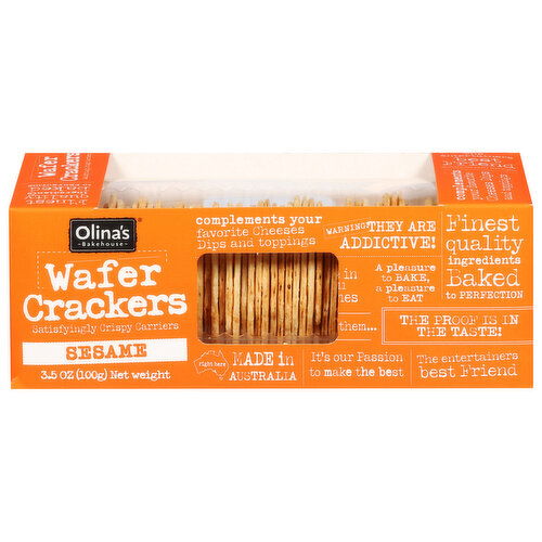Olina's Bakehouse Wafer Crackers, Sesame