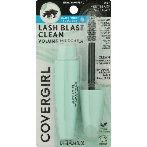 CoverGirl Lash Blast Clean Volume Mascara, Waterproof, Very Black 825