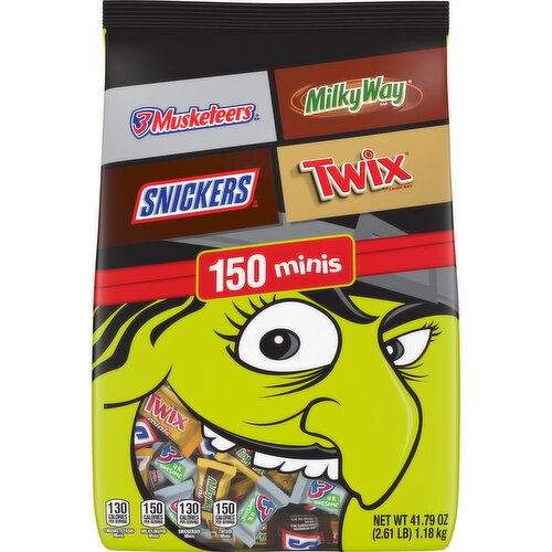 Mixed SNICKERS, TWIX, MILKY WAY & 3 MUSKETEERS Minis Halloween Candy Variety Pack, 150 Ct Bulk Bag