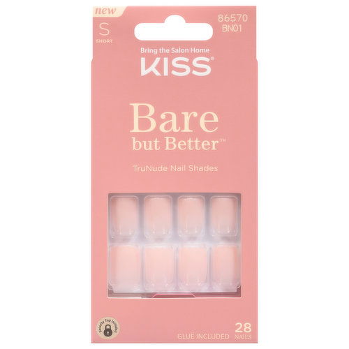 Kiss Bare but Better Nails, TruNude Shades, Short