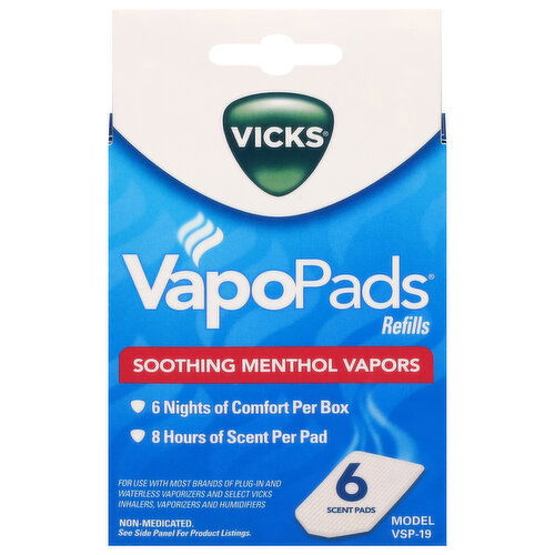 Vicks VapoPads Menthol Vapors, Soothing, Refills