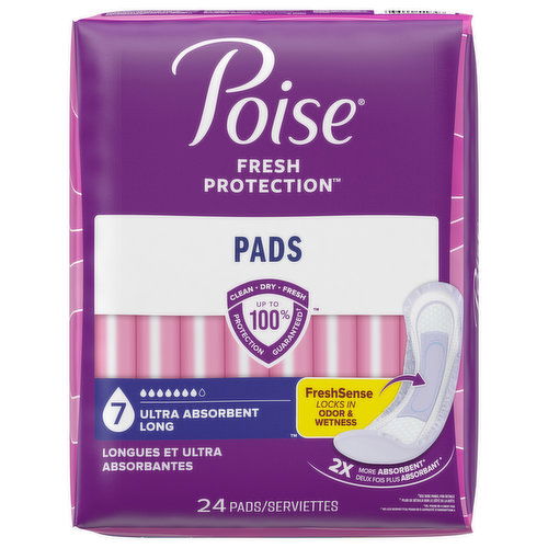 Poise Pads, 7, Ultra Absorbent Long