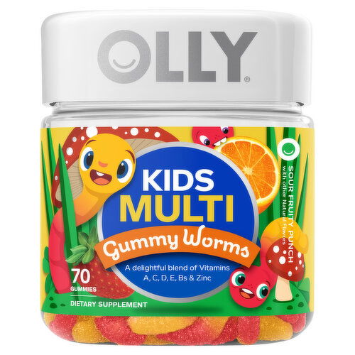 Olly Multi, Sour Fruit Punch, Kids, Gummy Worms, Gummies