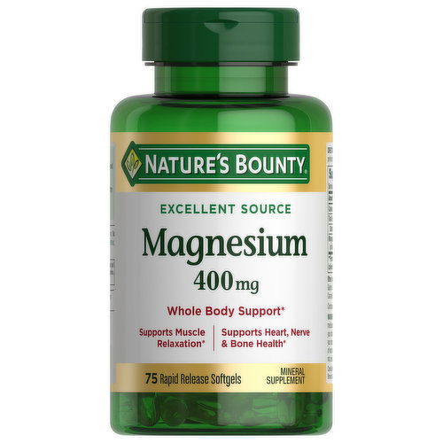 Nature's Bounty Magnesium, Excellent Source, 400 mg, Rapid Release Softgels