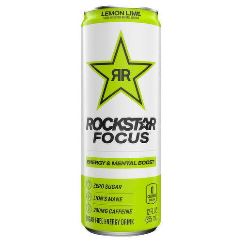 Rockstar Focus Energy Drink, Lemon Lime, Sugar Free