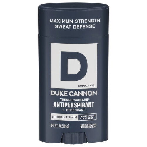 Duke Cannon Supply Co. Trench Warfare Antiperspirant + Deodorant, Midnight Swim/Sandalwood + Lavender