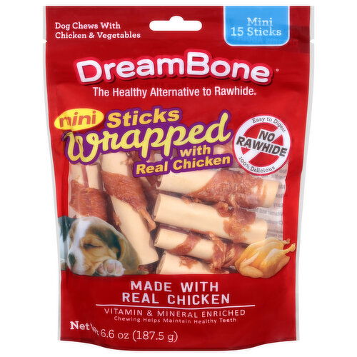 DreamBone Sticks Wrapped Real Chicken Mini Dog Chews with Chicken & Vegetables