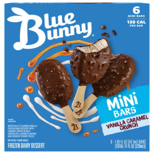 Blue Bunny Frozen Dairy Dessert, Vanilla Caramel Crunch, Mini Bars