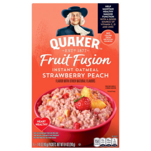 Quaker Fruit Fusion Instant Oatmeal, Strawberry Peach