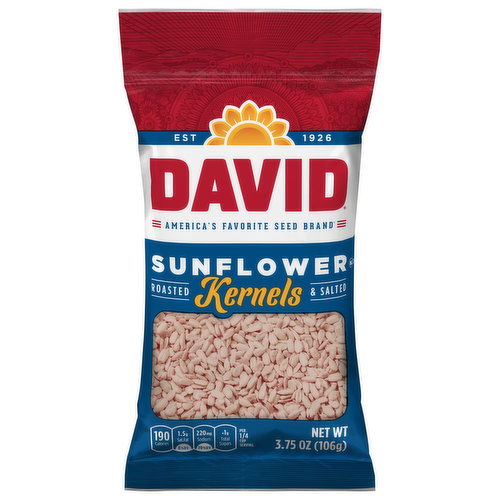 David Seeds Salted and Roasted Sunflower Kernels, Keto Friendly Snack