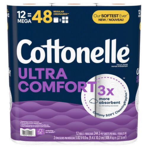 Cottonelle Ultra Comfort Toilet Paper, Mega Rolls, 2-Ply Sheet