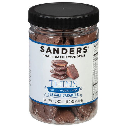 Sanders Sea Salt Caramels, Milk Chocolate, Thins