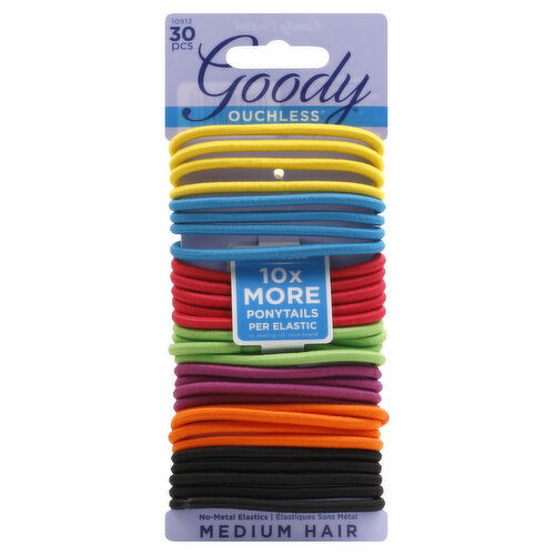 Goody Ouchless Elastics, No-Metal, Medium Hair, Candy Coated