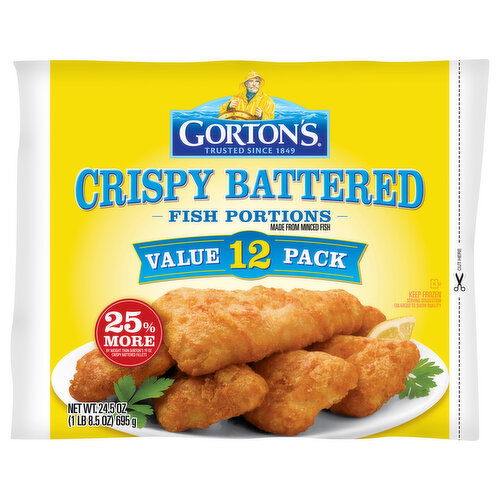 Gorton's Fish Portions, Crispy Battered, Value 12 Pack