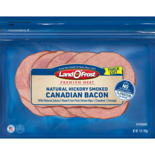 Land O'Frost Bacon, Canadian, Natural Hickory Smoked