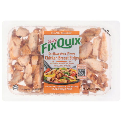 Buddig Fix Quix Chicken Breast Strips, Southwestern-Flavor, Flame Grilled