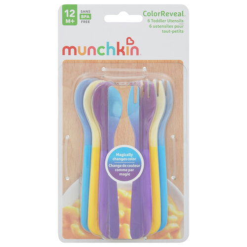 Munchkin Color Reveal Utensils, Toddler, 12 M+