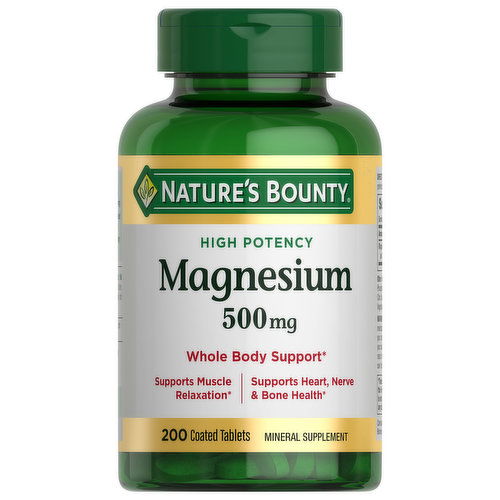 Nature's Bounty Magnesium, High Potency, 500 mg, Coated Tablets