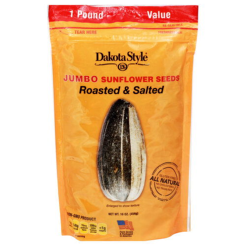 Dakota Style Sunflower Seeds, Roasted & Salted, Jumbo